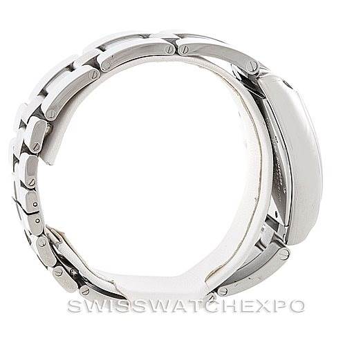 Side view of the Cartier Roadster W62041V3 Men's Stainless Steel Black Dial W62041V3 Men's Stainless Steel Black Dial watch showing its bracelet and clasp.