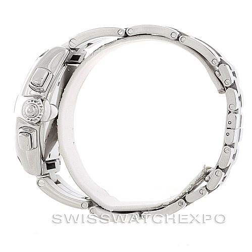 The image shows the side profile of a Cartier Roadster W62019X6 Men's Stainless Steel Silver Dial W62019X6 Men's Stainless Steel Silver Dial watch, focusing on the case and bracelet details.