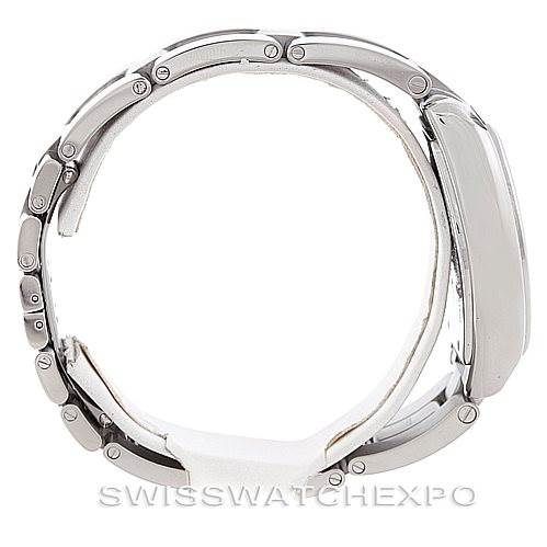 This image shows a side view of a Cartier Roadster W62025V3 Men's Stainless Steel Silver Dial W62025V3 Men's Stainless Steel Silver Dial watch, focusing on the metal bracelet and case.