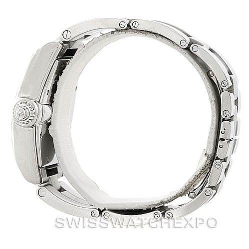 The image shows a side view of a Cartier Roadster W62041V3 Men's Stainless Steel Black Dial W62041V3 Men's Stainless Steel Black Dial watch, highlighting the crown and bracelet.