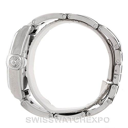 The image shows a side view of a Cartier Roadster W62041V3 Men's Stainless Steel Black Dial W62041V3 Men's Stainless Steel Black Dial watch focusing on the case, bezel, and bracelet.