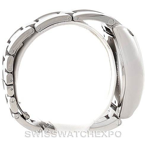 The image shows a side view of the Cartier Roadster W62020X6 Men's Stainless Steel Black Dial W62020X6 Men's Stainless Steel Black Dial watch, focusing on its bracelet and case.