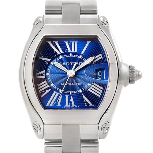 Photo of Cartier Roadster Mens Steel Large Blue Dial Watch W62048V3