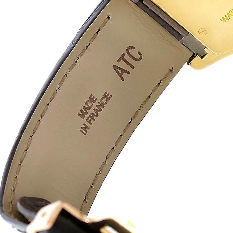 The image shows the inner side of a leather strap for a Cartier Roadster W62005V2 Men's Yellow Gold Silver Dial W62005V2 Men's Yellow Gold Silver Dial watch, including stitching and "Made in France" text.