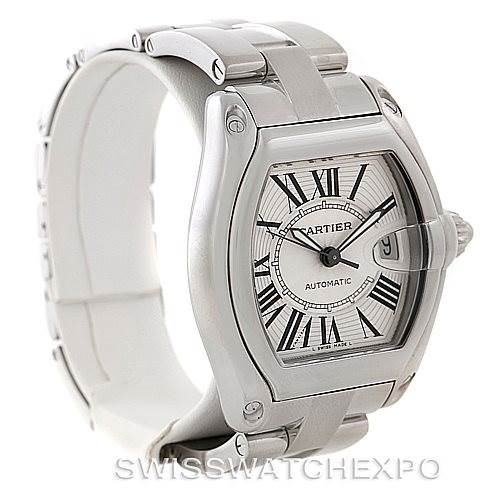 Cartier Roadster Silver Dial Mens Steel Large Watch W62025V3 SwissWatchExpo