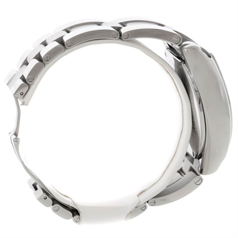 The image shows a side view of the metallic bracelet and clasp of a Cartier Roadster W6206012 Men's Stainless Steel Blue Dial W6206012 Men's Stainless Steel Blue Dial watch.