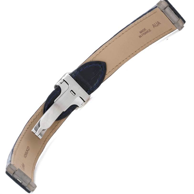 This image shows the back view of the strap and clasp of a Cartier Roadster W62025V3 Men's Stainless Steel Silver Dial W62025V3 Men's Stainless Steel Silver Dial watch.