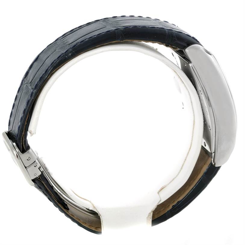 The image shows a side view of the Cartier Roadster W62025V3 Men's Stainless Steel Silver Dial W62025V3 Men's Stainless Steel Silver Dial watch, highlighting the strap, clasp, and part of the case.