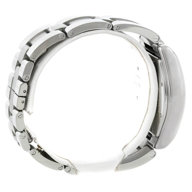 This image shows the side view of the Cartier Roadster W62025V3 Men's Stainless Steel Silver Dial W62025V3 Men's Stainless Steel Silver Dial watch, focusing on its bracelet links and part of the case.