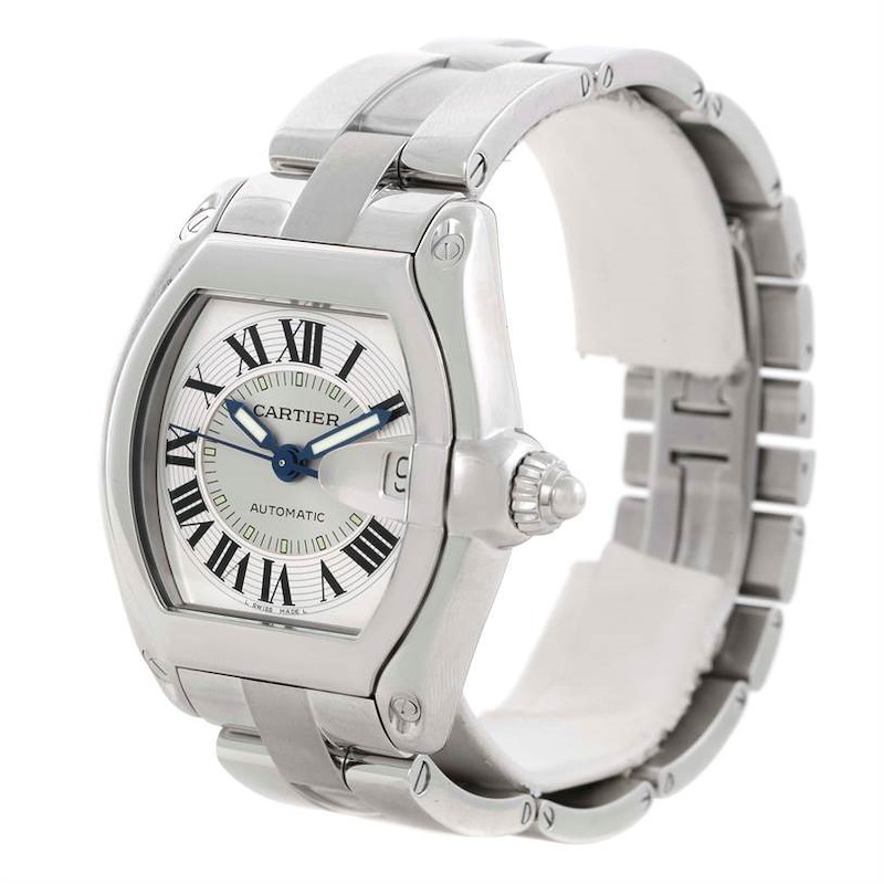 Cartier Roadster Large Mens Steel Silver Dial Watch W62000V3 SwissWatchExpo