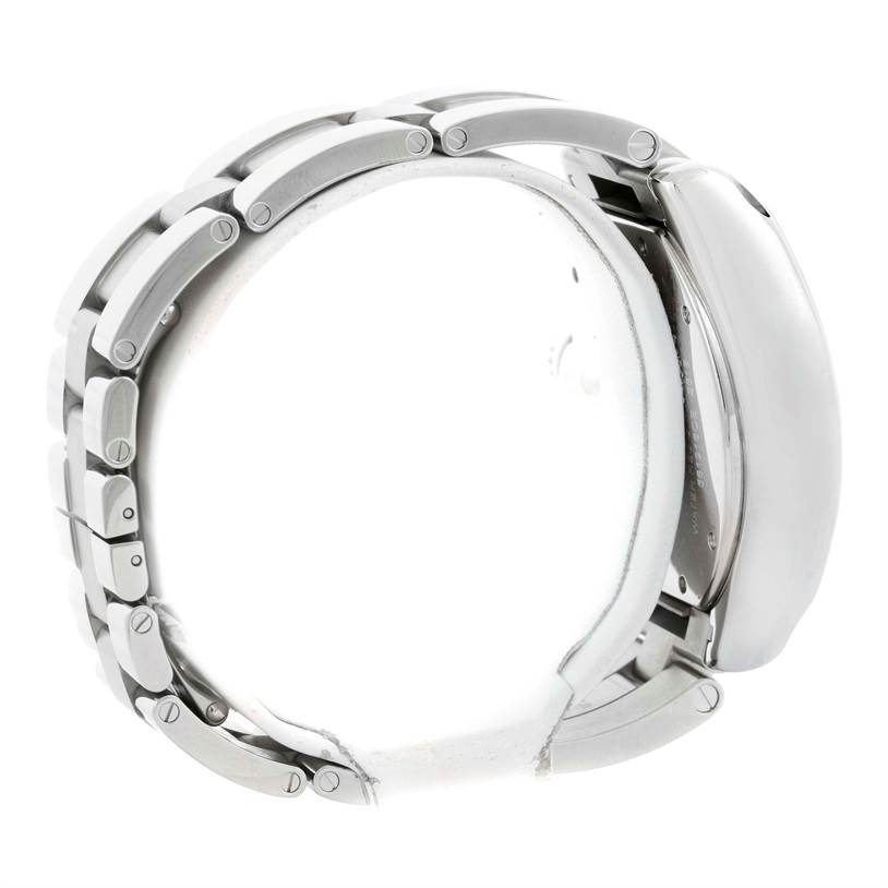 This image shows a side view of a Cartier Roadster W62020X6 Men's Stainless Steel Black Dial W62020X6 Men's Stainless Steel Black Dial watch, focusing on the bracelet and case.