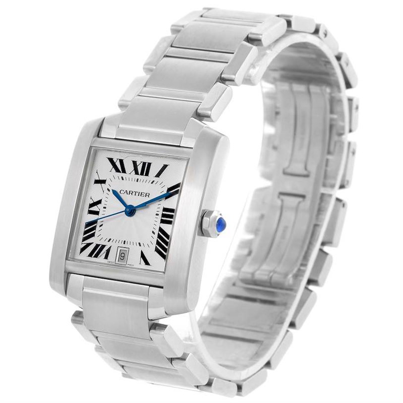 Cartier Tank Francaise Guilloche Dial Date Large Mens Watch W51002Q3 SwissWatchExpo