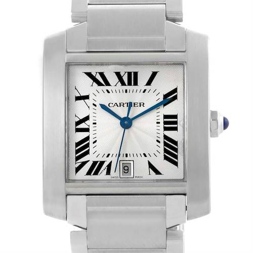 Photo of Cartier Tank Francaise Guilloche Dial Date Large Mens Watch W51002Q3