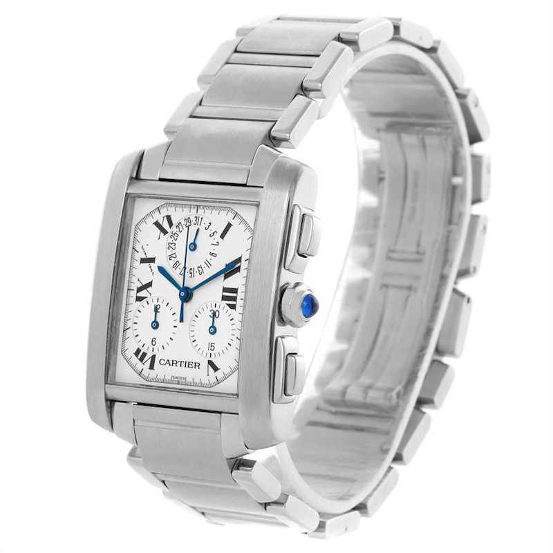 Cartier Tank Francaise Stainless Steel Chronoflex Watch W51001Q3 SwissWatchExpo