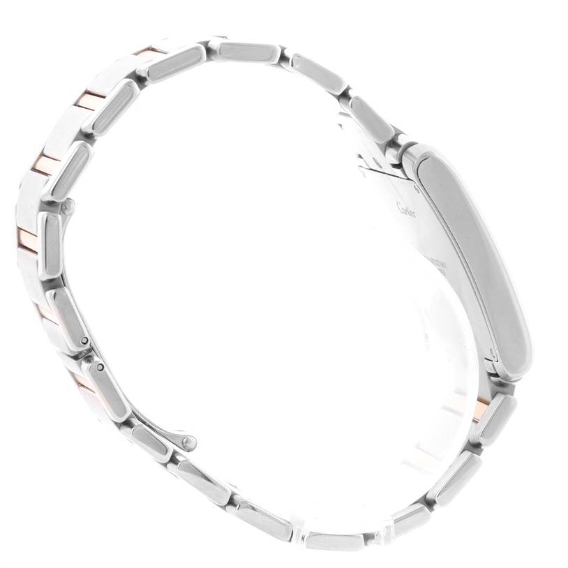 This image shows a side view of the Cartier Tank Francaise W51004Q4 Men
s Steel and Gold (two tone) Silver Dial W51004Q4 Men
s Steel and Gold (two tone) Silver Dial watch, focusing on the bracelet and side profile of the case.