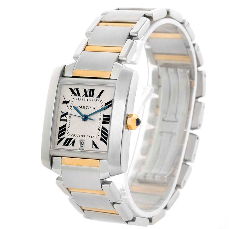 Cartier Tank Francaise Large Steel 18K Yellow Gold Date Watch W51005Q4 SwissWatchExpo