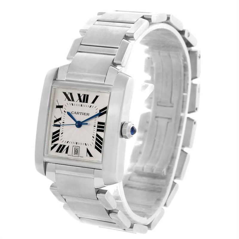 Cartier Tank Francaise Automatic Silver Dial Date Watch W51002Q3 SwissWatchExpo