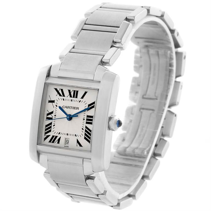 Cartier Tank Francaise Automatic Silver Dial Date Watch W51002Q3 SwissWatchExpo