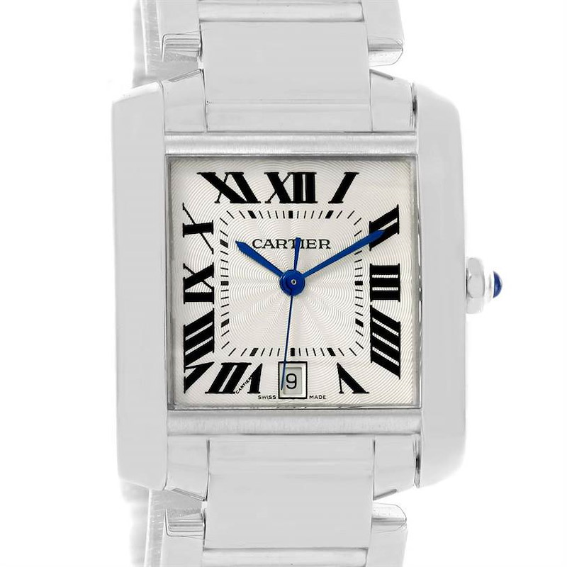 Cartier Tank Francaise Large 18K White Gold Unisex Watch W50011S3 SwissWatchExpo