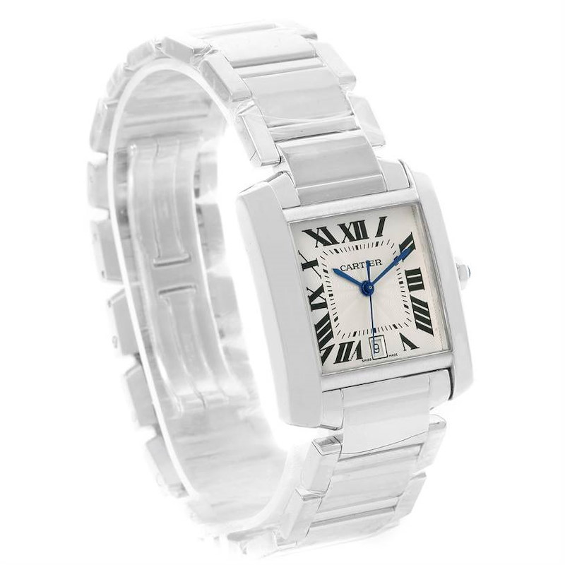 Cartier Tank Francaise Large 18K White Gold Unisex Watch W50011S3 SwissWatchExpo