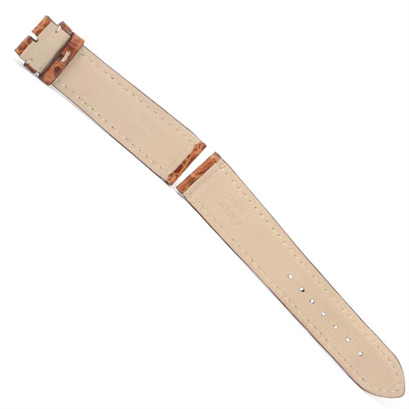 This image shows the top view of a beige, leather replacement strap for the Cartier Tank Française watch.