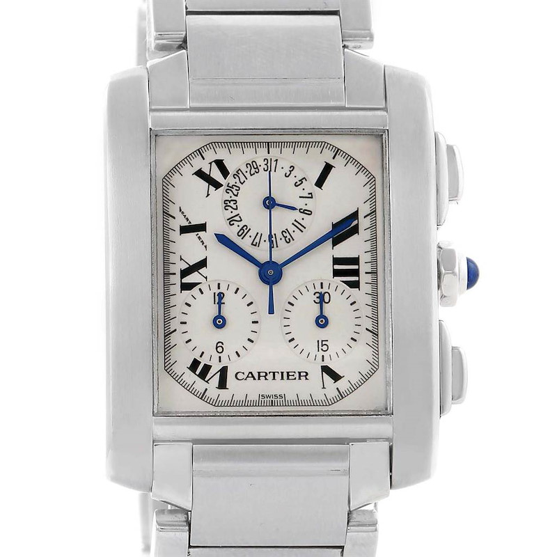 Cartier Tank Francaise Stainless Steel Chronoflex Watch W51001Q3 SwissWatchExpo