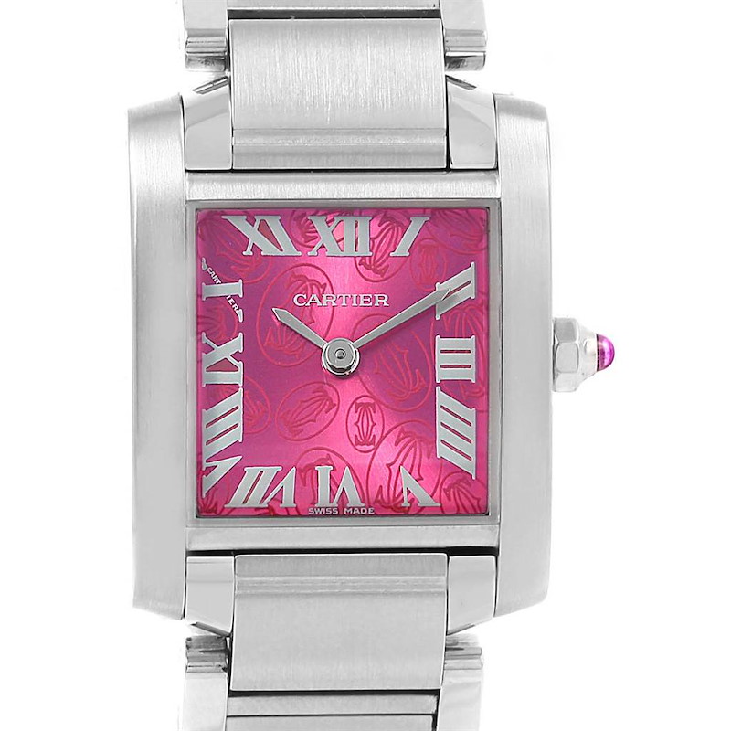 Cartier Tank Francaise Raspberry Dial Limited Edition Watch W51030Q3 SwissWatchExpo