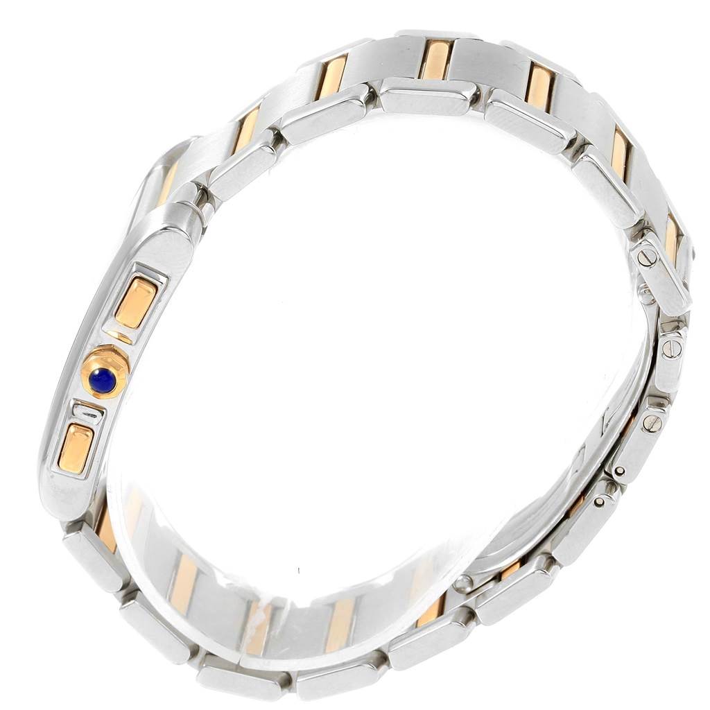 The image shows the side view of the band and clasp of a Cartier Tank Francaise W51004Q4 Men's Steel and Gold (two tone) Silver Dial W51004Q4 Men's Steel and Gold (two tone) Silver Dial watch.