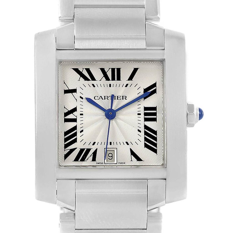 Cartier Tank Francaise Silver Roman Dial Steel Watch Model W51002Q3 SwissWatchExpo