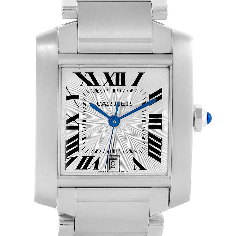Cartier Tank Francaise Silver Roman Dial Steel Watch W51002Q3 SwissWatchExpo