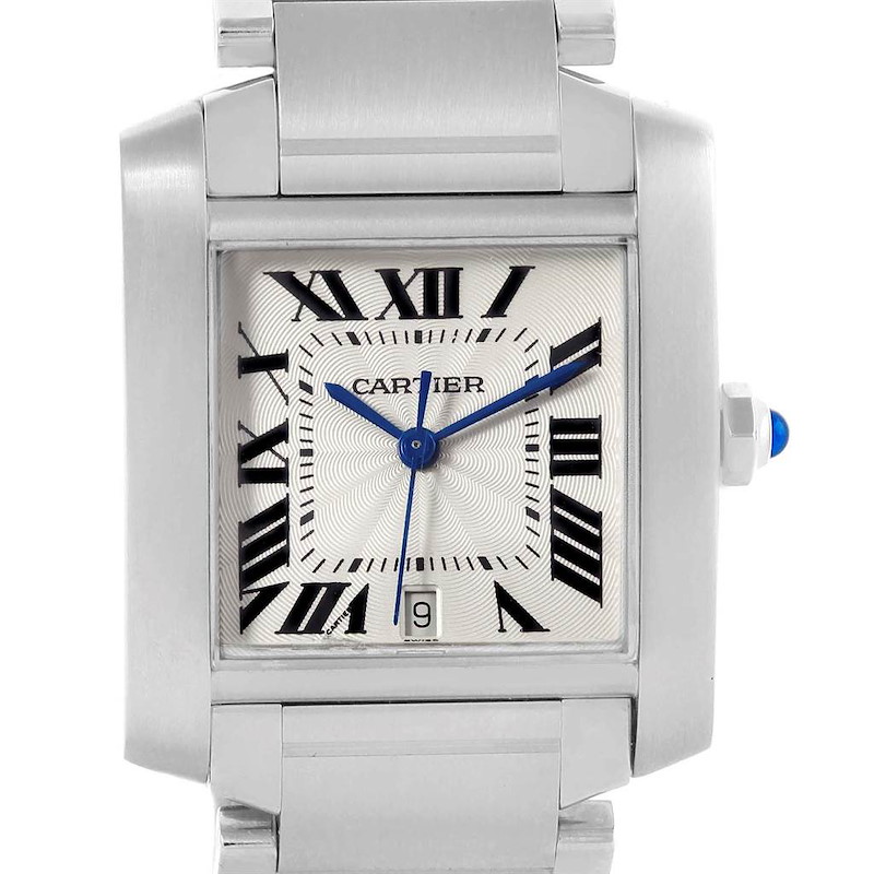 Cartier Tank Francaise Roman Numerals Steel Mens Watch W51002Q3 SwissWatchExpo