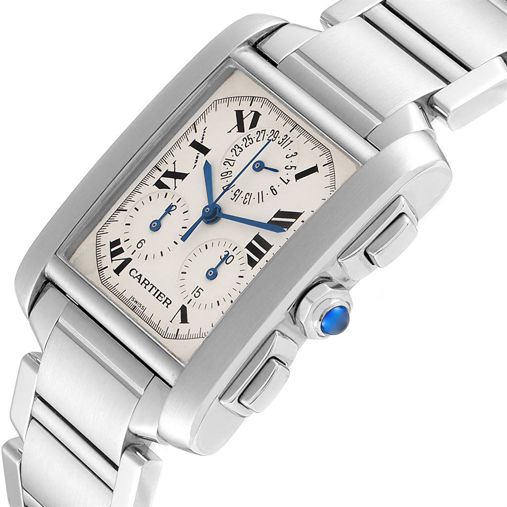 Cartier Tank Francaise Stainless Steel Chronoflex Mens Watch W51001Q3 Cartier Tank Francaise Stainless Steel