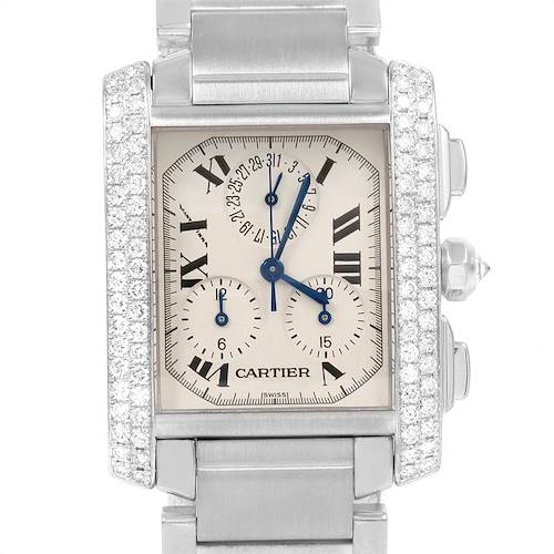 Photo of Cartier Tank Francaise Chrongraph White Gold Diamond Mens Watch 2367