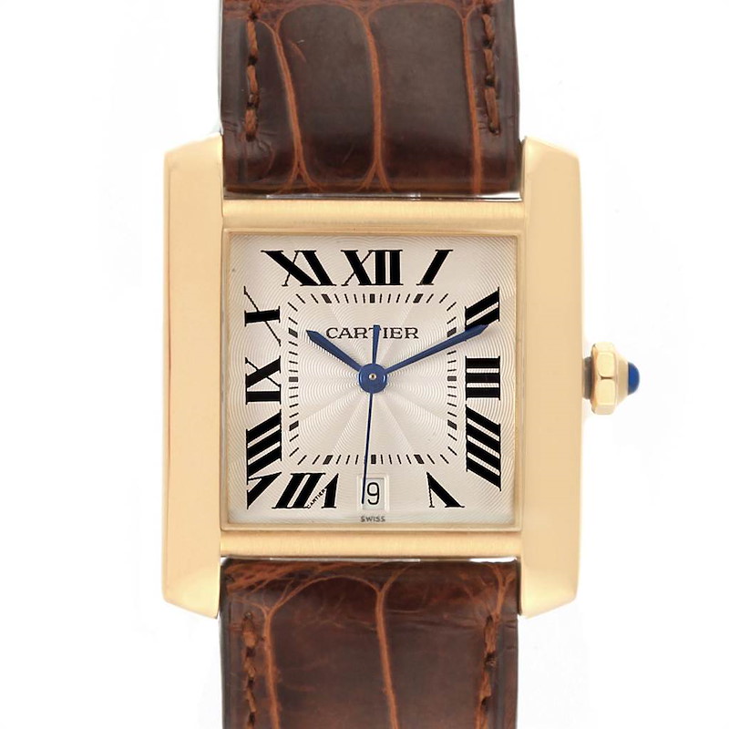 Cartier Tank Francaise Large Yellow Gold Automatic Mens Watch W5000156 SwissWatchExpo