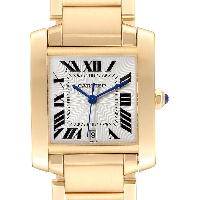 Cartier Tank Francaise Large Yellow Gold Unisex Watch W50001R2 Box Papers SwissWatchExpo