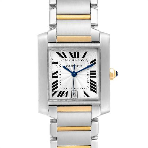 Photo of Cartier Tank Francaise Steel Yellow Gold Silver Dial Mens Watch W51005Q4