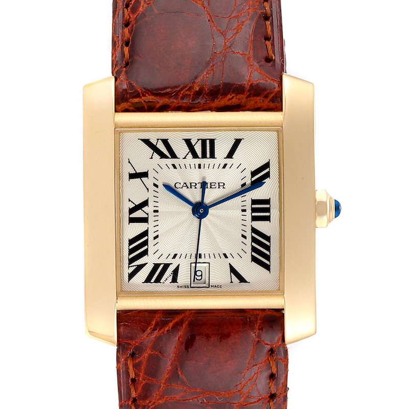 Cartier Tank Francaise Large Yellow Gold Automatic Mens Watch W5000156 SwissWatchExpo