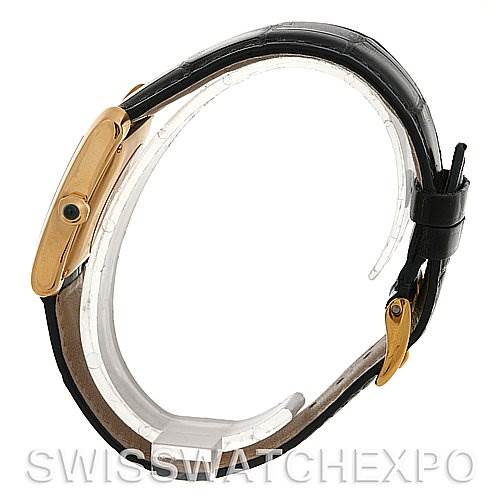 The image shows a side view of the Cartier Tank Francaise W5000156 Yellow Gold Silver Dial W5000156 Yellow Gold Silver Dial model watch, highlighting the strap and side profile of the case.