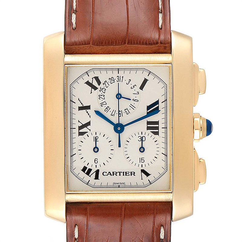 Cartier Tank Francaise Chronoflex 18K Yellow Gold Watch W5000556 SwissWatchExpo