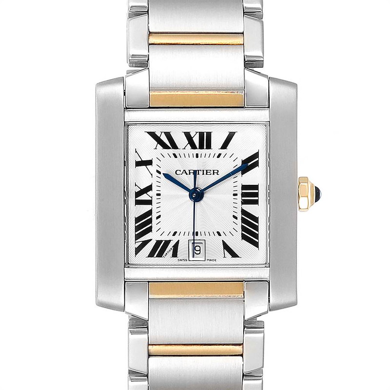 Cartier Tank Francaise Steel Yellow Gold Automatic Mens Watch W51005Q4 SwissWatchExpo