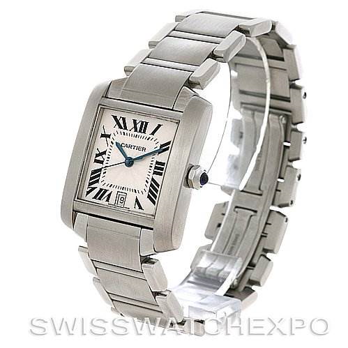 Cartier  Tank Francaise Large Steel Watch W51002Q3 SwissWatchExpo