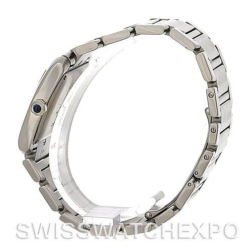 This image shows a side profile of the Cartier Tank Française watch, highlighting its bracelet and case.