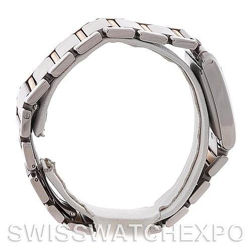 The image shows a side view of the bracelet and clasp of a Cartier Tank Francaise W51005Q4 Men's Steel and Gold (two tone) Silver Dial W51005Q4 Men's Steel and Gold (two tone) Silver Dial watch.