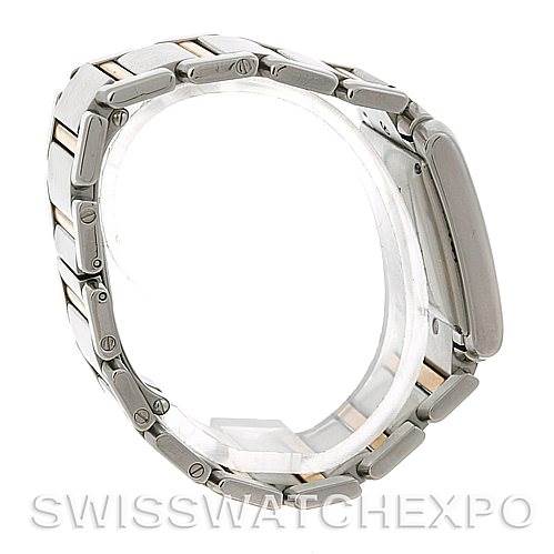 This image displays a side view of the bracelet and case of the Tank Francaise model by Cartier.