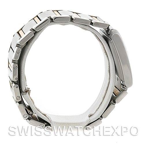 The image shows the side profile and part of the bracelet of the Tank Francaise model by Cartier.