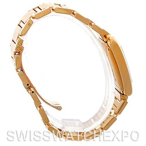 The image shows a side view of the Tank Française model by Cartier, highlighting its bracelet and case.