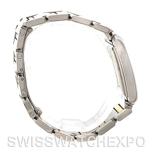 The image shows a side view of a Cartier Tank Francaise W51005Q4 Men's Steel and Gold (two tone) Silver Dial W51005Q4 Men's Steel and Gold (two tone) Silver Dial watch, highlighting its case and bracelet.