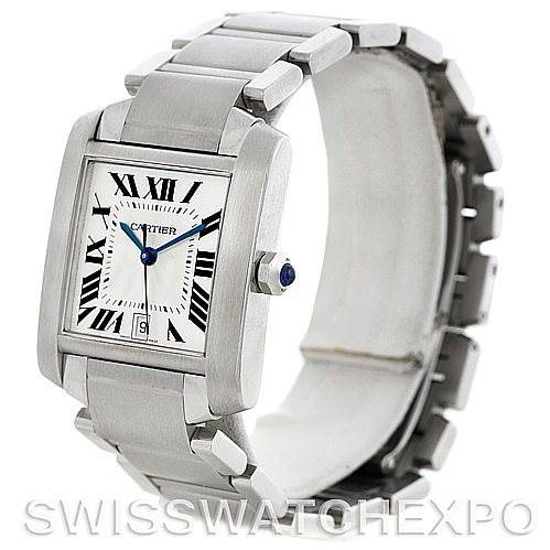 Cartier Tank Francaise Large Steel Watch W51002Q3 SwissWatchExpo