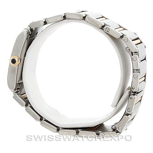 The image shows a side profile view of the Cartier Tank Francaise W51012Q4 Women's Steel and Gold (two tone) Silver Dial W51012Q4 Women's Steel and Gold (two tone) Silver Dial watch with focus on the bracelet and case.