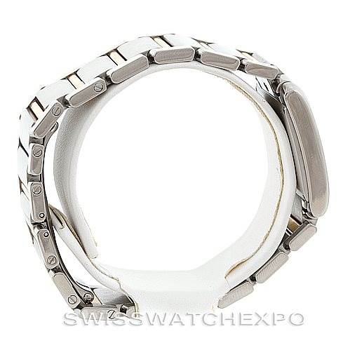 The image shows a side view of the strap and case of a Cartier Tank Francaise W51012Q4 Women's Steel and Gold (two tone) Silver Dial W51012Q4 Women's Steel and Gold (two tone) Silver Dial watch.